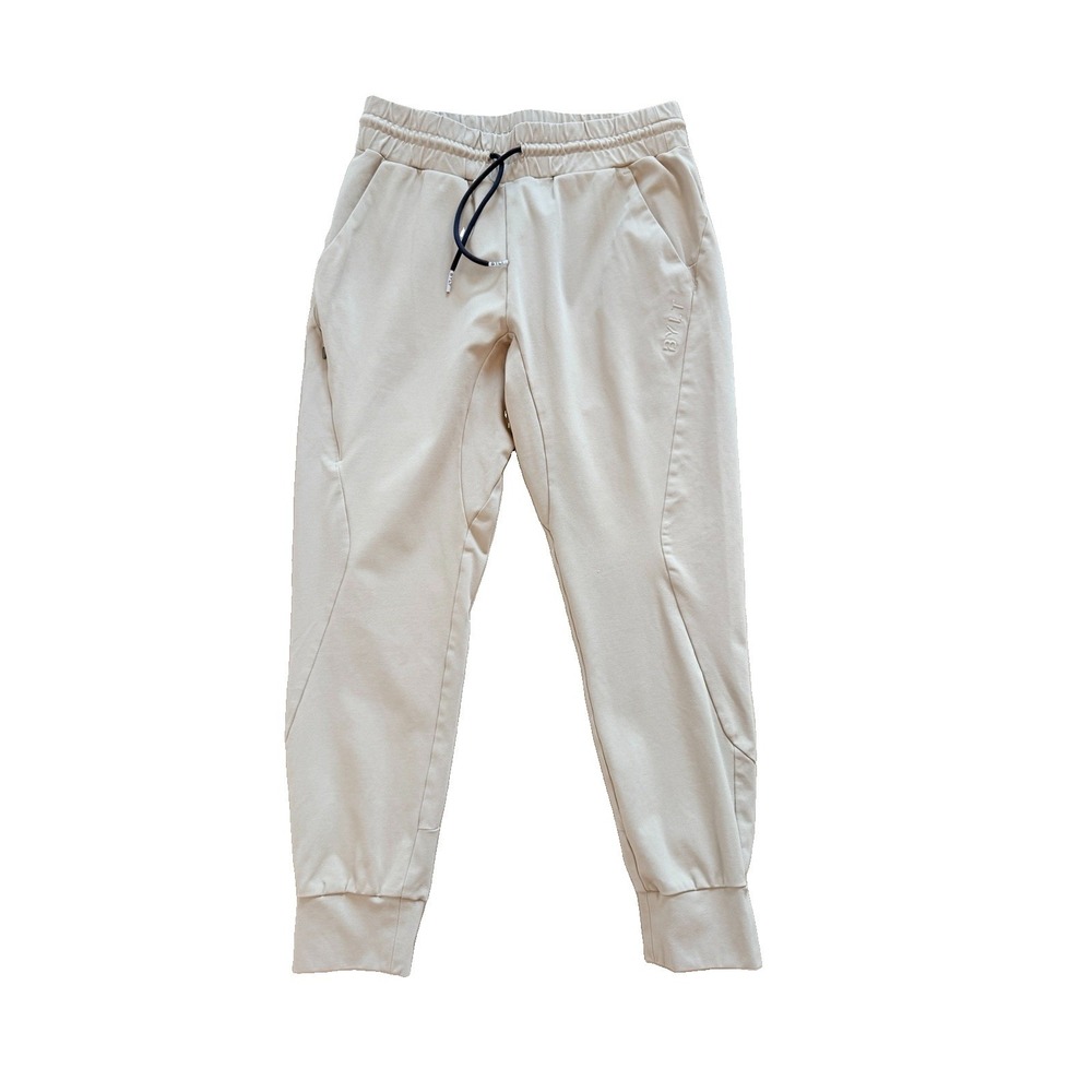 BYLT Premium Basics Men's Medium Tapered Jogger Pants Beige Taupe Athletic